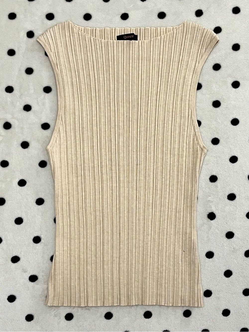 Quince Organic Cotton Cashmere Ribbed Top Size L